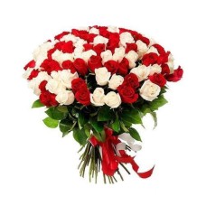 Marvelous Red and White Roses Bouquet
