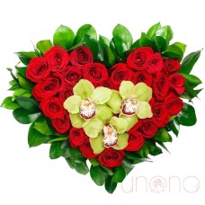 Sweet Symphony Heart-Shaped Flower Arrangement