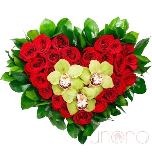 Sweet Symphony Heart-Shaped Flower Arrangement