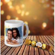 Personalised Mug and  Chocolate (Personalised Photo Mug + 16 pc Ferrero Rocher Chocolate)