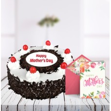 Mothers Day Blackforest Cake And Card (1 Kg Blackforest cake and Greeting Card)