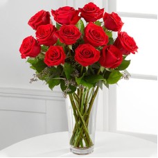Valentine Red Roses Vase (12 Red Roses)