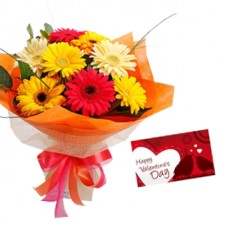Valentine Mixed Gerberas and Card
