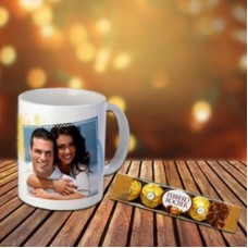Personalised Mug & Chocolate (Personalised Photo Mug + 4 pc Ferrero Rocher Chocolate)