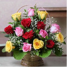 Valentine Mixed Roses Basket