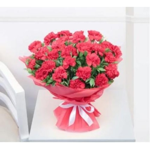 Valentine Red Carnation Bouquet (18 Flowers)