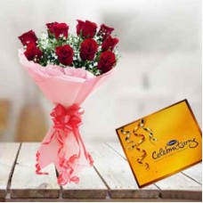 Roses with Chocolates (18 Red Roses with Cadbury Celebration)