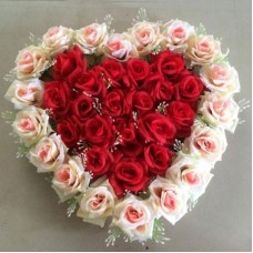 Red and Pink Roses Heart Arrangement (36 Roses)