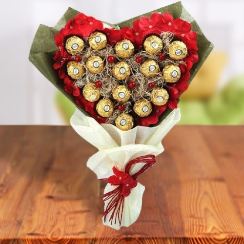 Exclusive Ferrero Rocher Heart Chocolate Bouquet