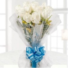 Lovely White Roses Bouquet (10 Roses)