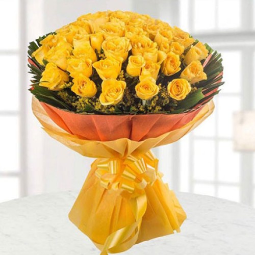 Sunshine Yellow Roses Bouquet Large (50 Roses)