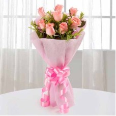 Valentine 12 Pink Roses Bouquet