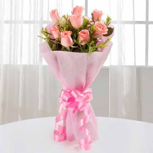 Valentine 24 Pink Roses Bouquet