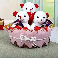 Valentine Teddy and Chocolate Basket
