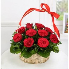 Valentine 18 Red Roses Basket
