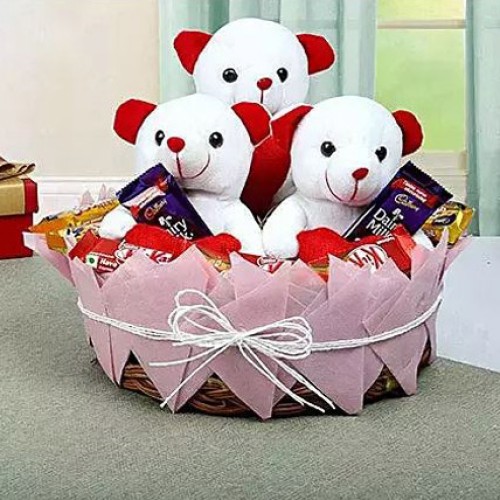 Teddy and Chocolate Basket