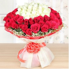 Fifty Fifty Love Rose Bouquet (50 Mix Roses Bouquet)
