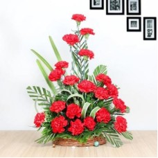 Red Carnation Basket Arrangement