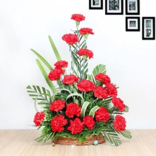 Red Carnation Basket Arrangement