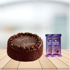 Chocolate Truffle Cake with Cadbury Silk Combo (1/2 kg Chocolate Truffle Cake With 3 Cadbury Dairy Milk Silk (60 gm))