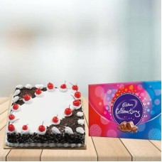Square Black Forest Cake with Cadbury Celebration Combo (1 Kg Black Forest Cake and Cadbury Celebration (118 gm))