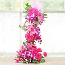 Orchids, Carnations and Lilies Tall Arrangement