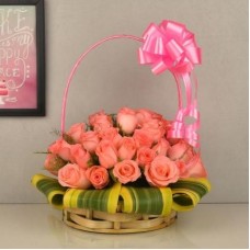 Basket of Pink Roses
