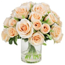 Peach Roses Vase Large (25 Roses)
