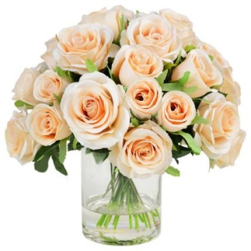 Peach Roses Vase Large (25 Roses)
