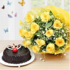 Valentine Roses with chocolicious yummy cake