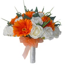 Rose & Gerbera (12 White Roses & 12 Orange Gerbera)