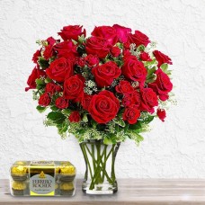 Double The Roses-With Free Chocolates (Medium)