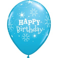 Happy Birthday Rubber Balloon Blue