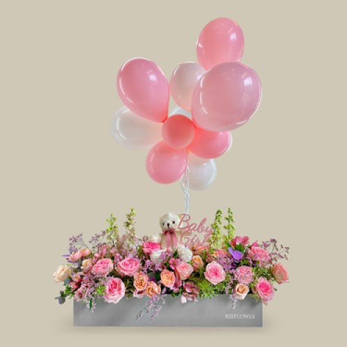 Graceful Purity - Baby Girl Flower Box Package
