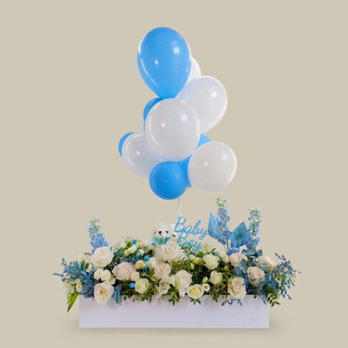Graceful Purity - Baby Boy Flower Box Package