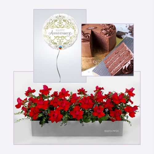 Red Rose Flower Box Anniversary Package