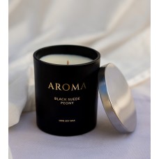 Black Suede Peony Candle by
