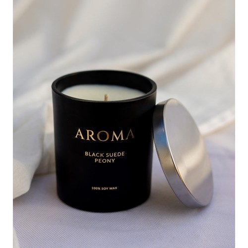 Black Suede Peony Candle by