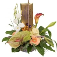 Chocolate Flower Arrangement White Green Cream (Large)