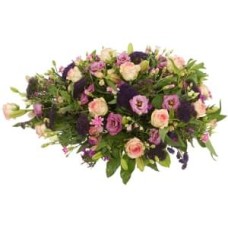 Funeral Arrangement Oval Pink Purple With Pink Roses Approx. 70 Cm