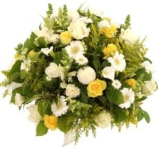 Rouwbiedermeier White Yellow With White Roses, Among Others, Approx. 45 Cm
