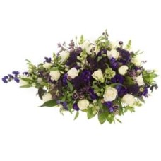 Funeral Arrangement White Purple Drop With Ao White Roses Approx. 80 Cm
