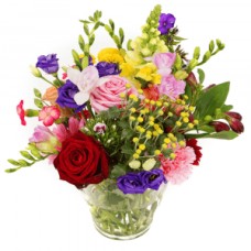 Colorful Flowers Including Glass Vase (Small)
