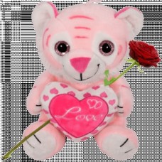 Lizzy Love Teddy Bear Is Approx. 35 Cm High (Lizzy Love Cuddly Bear + Fresh Red Rose On Water)