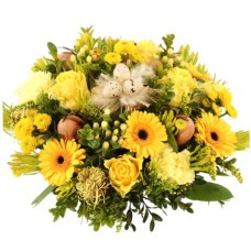 Easter Biedermeier From Approx. Ø 20 Cm (Flower arrangement approx. Ø 20 cm yellow Easter Biedermeier)