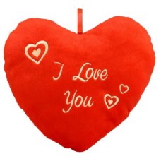 Plush red pillow heart I love you (Plush red pillow heart I love you + 140 grams of chocolate hearts + bottle of Spanish white wine Marqueas)