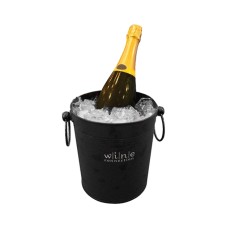 Wine Ice Bucket - Black Galvanized with Wine Connection Logo