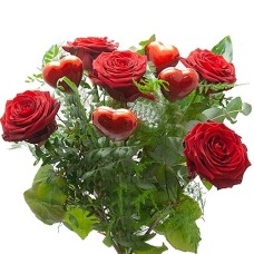 Red roses with hearts