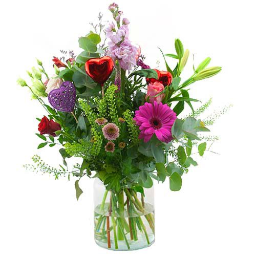 Valentine bouquet pink lilac red