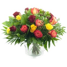 Bouquet of red yellow and orange roses (Standard (S))